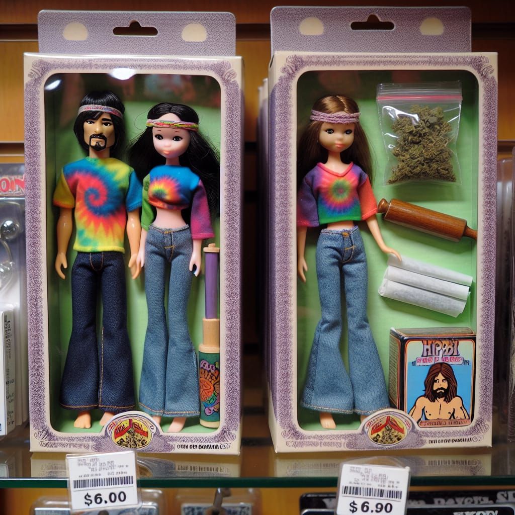 Hippie Dolls with Smoking Accessories: 60s Counterculture Fa...