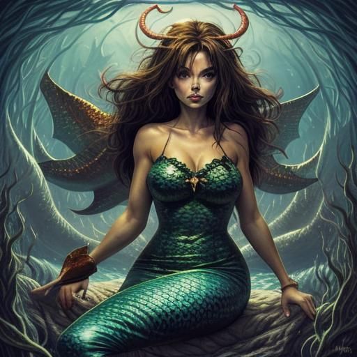 Demonic Mermaid Character Design using LoRA