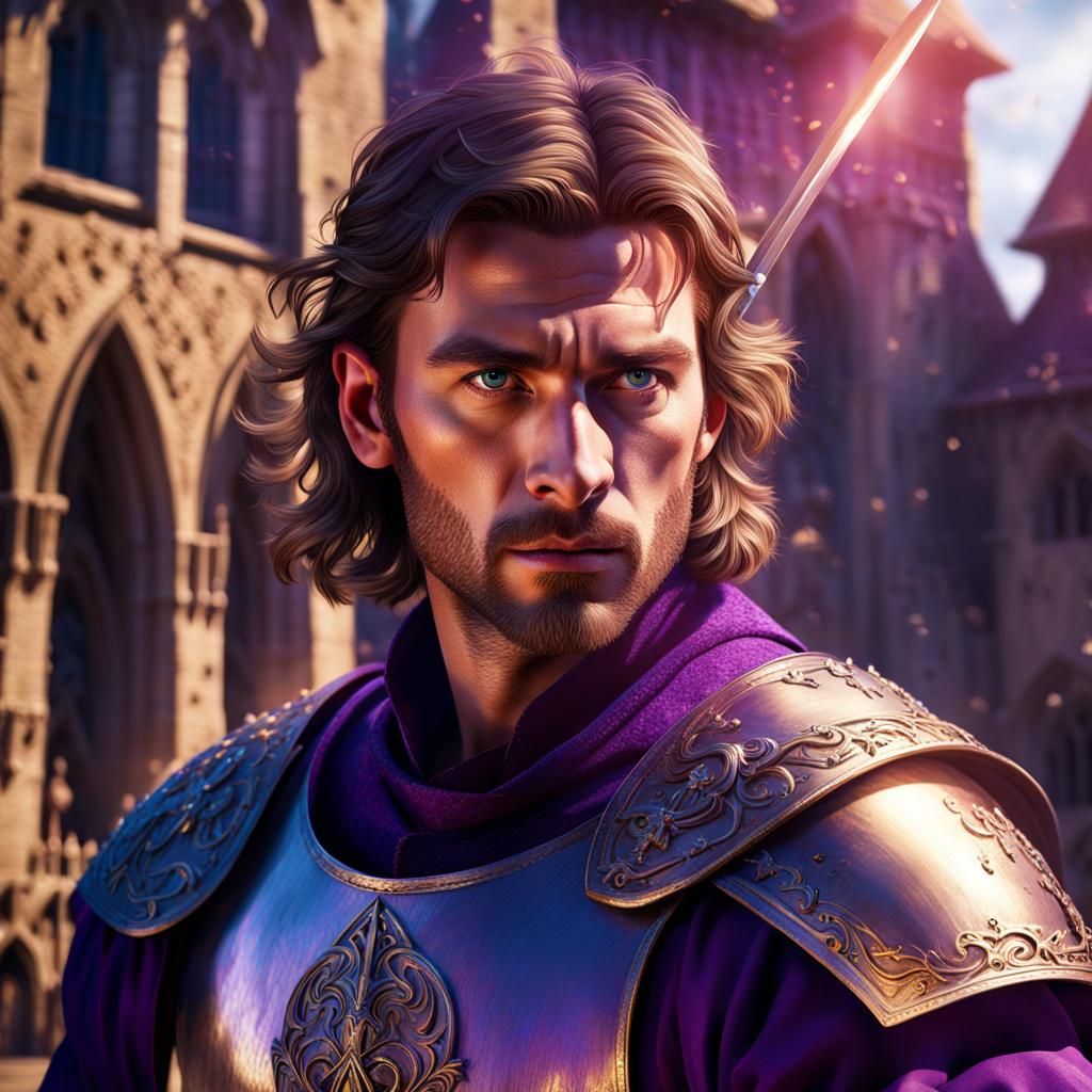 Medieval Man with Violet Eyes, Fantasy Portrait