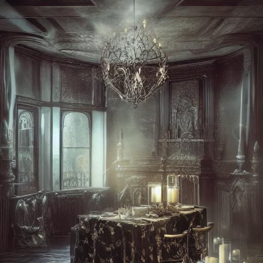 Goth Witch Portrait in Orphism Alcohol Ink Style