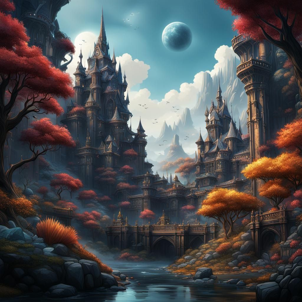 Fantastical Magazine Cover in Detailed Matte Painting