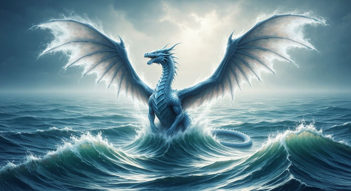Mythical Water Dragon Rises From Ocean Waves