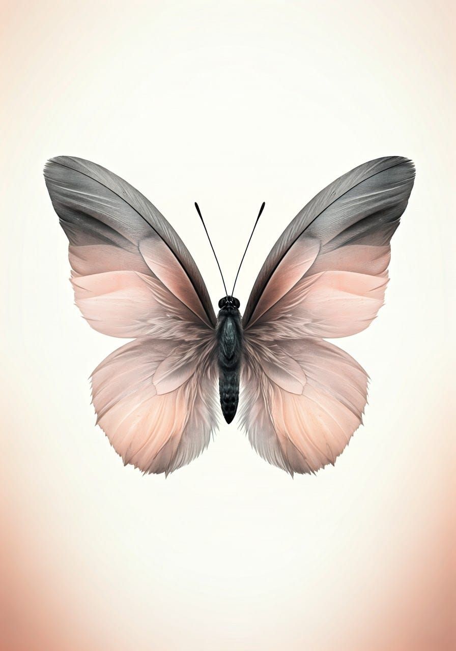 Feather-Winged Butterfly in Pastel Hues