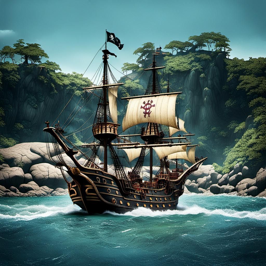 Pirate-Themed Amusement Park Adventure in 3D Digital Art