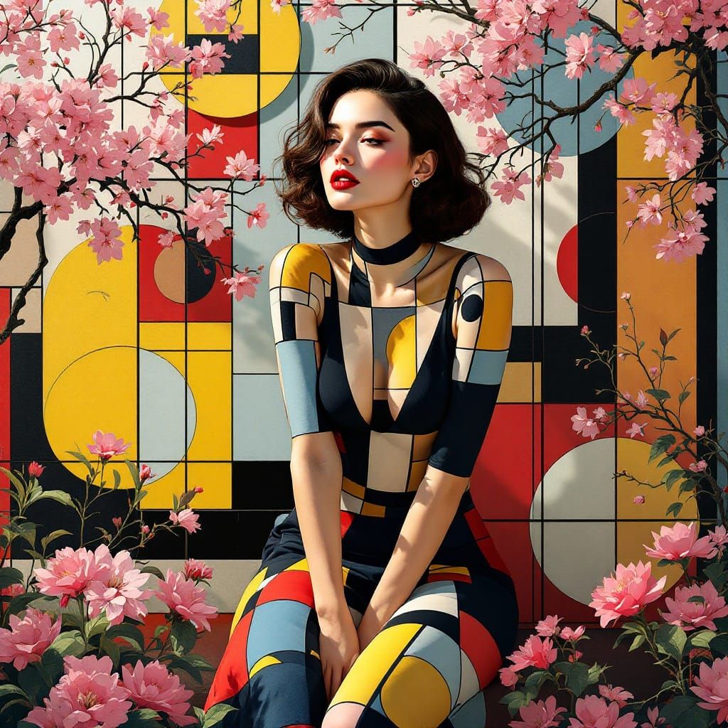 Vibrant Geometric Beauty in Soft Retro Style