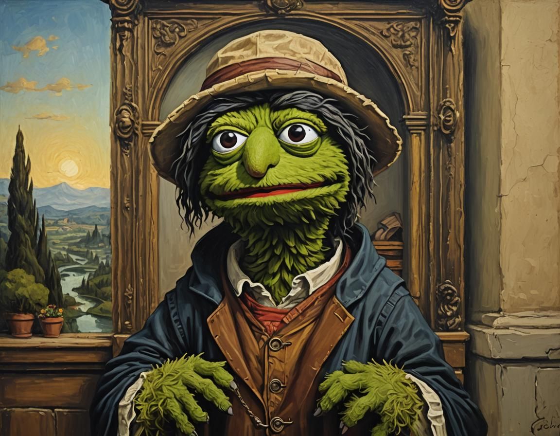 Oscar the Grouch as Mona Lisa Painting