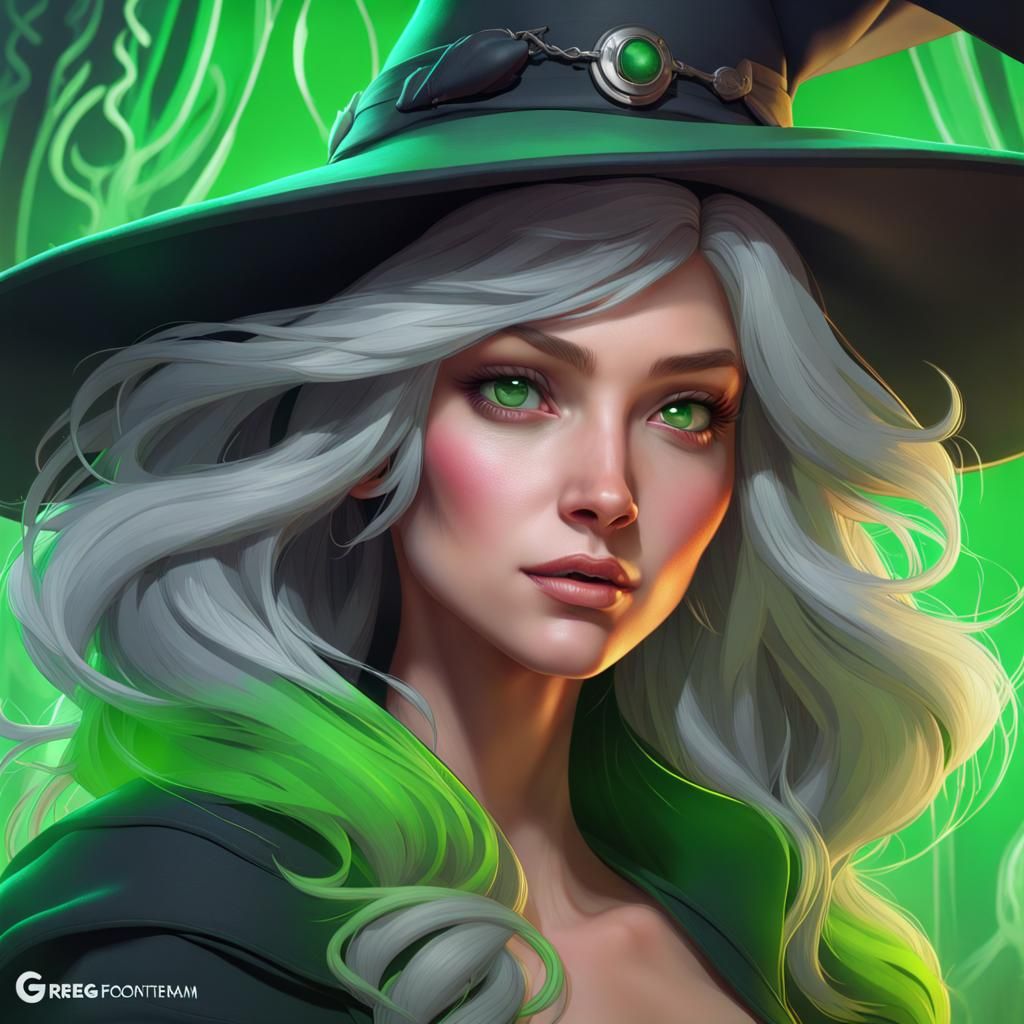 Disney Witch with Green Powers as Digital Art
