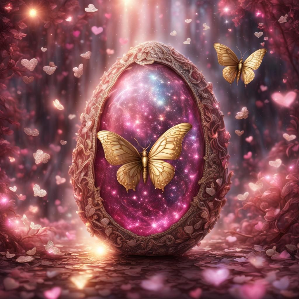 Golden Butterfly Emerges from Sparkling Cocoon