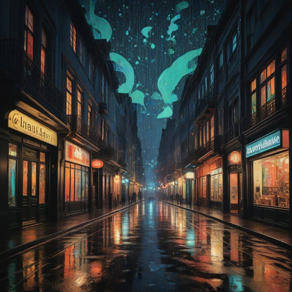 Mystical Equatorial Rainforest Scene in Whimsical Art Nouvea...