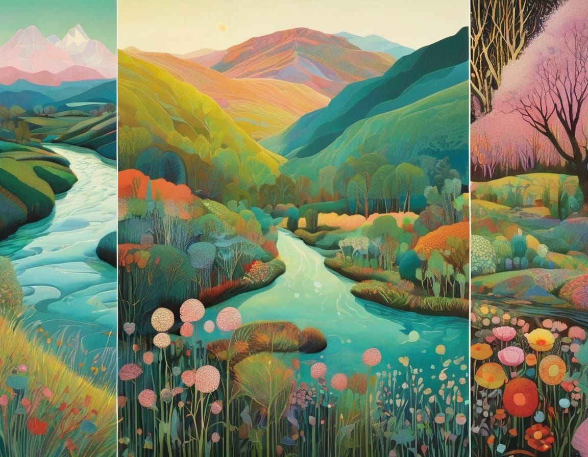 River in Vibrant Spring Landscape
