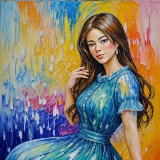 Sophia Vergara: Neo-Impressionist Oil Painting