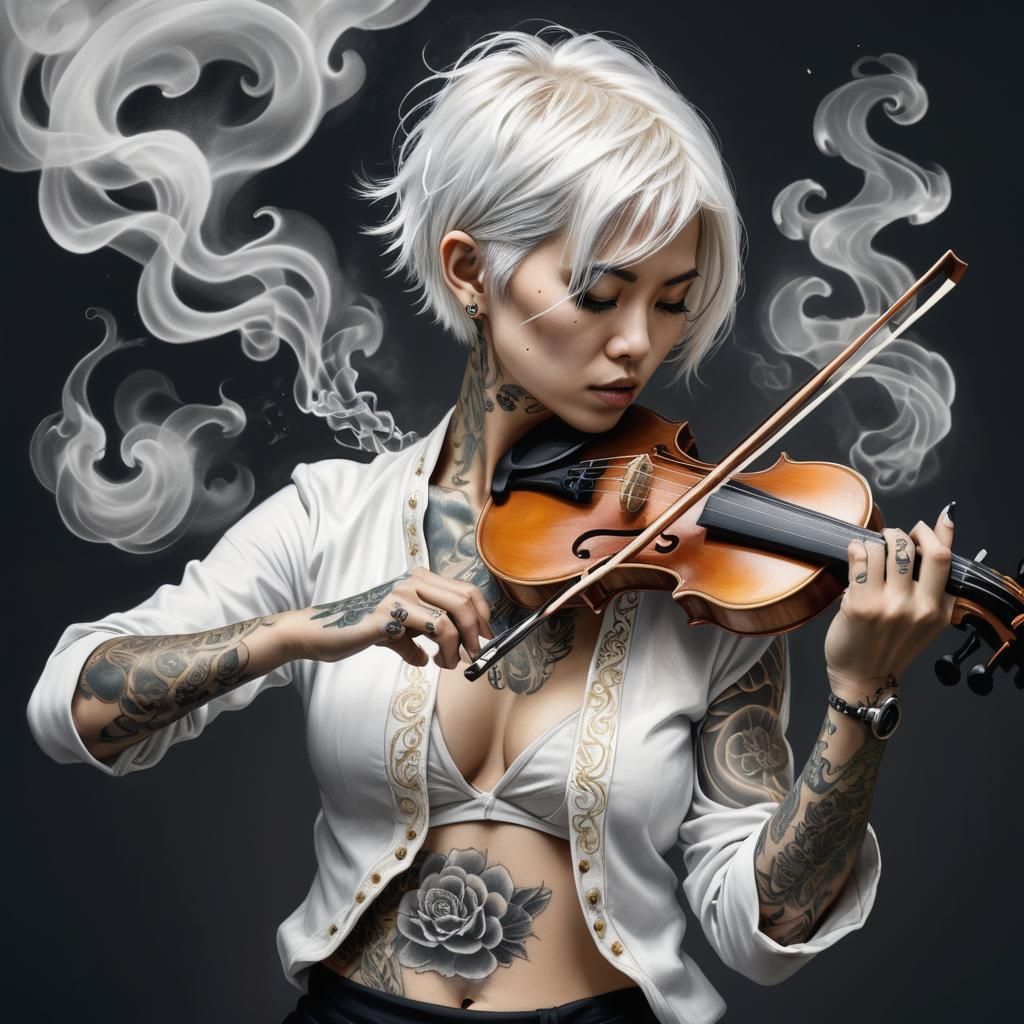 Tattooed Asian Violinist