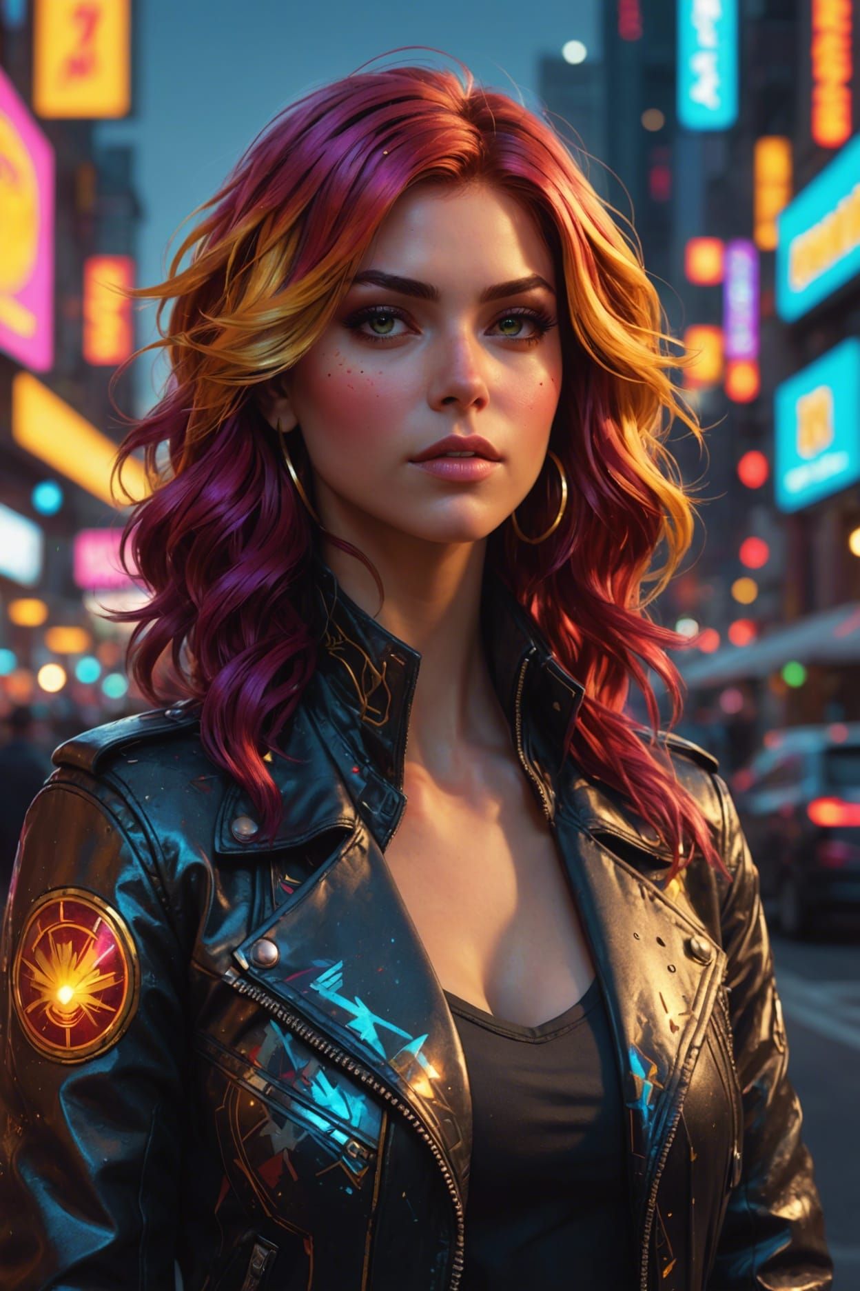 Sunset Shimmer Cyberpunk Portrait in Hyperdetailed Style