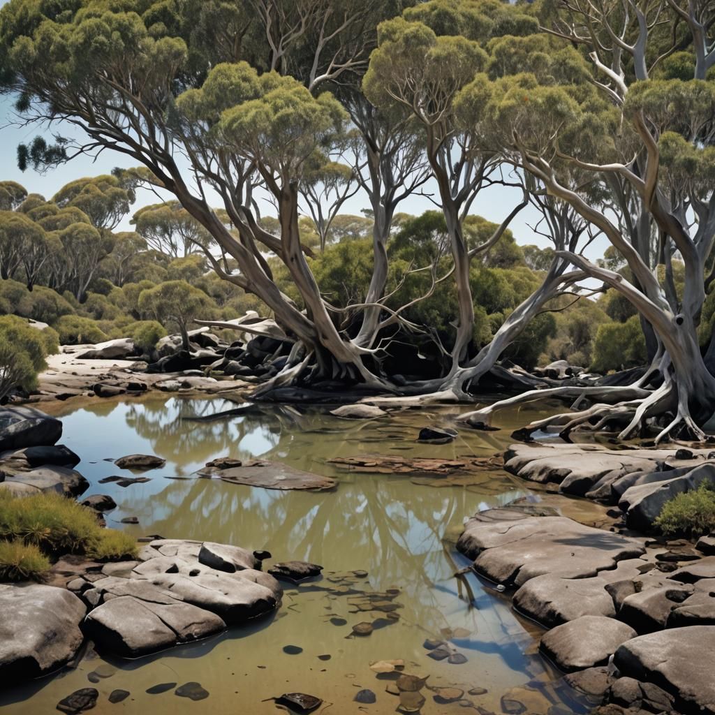Sinister Beach Rock Pools: Fantasy Art