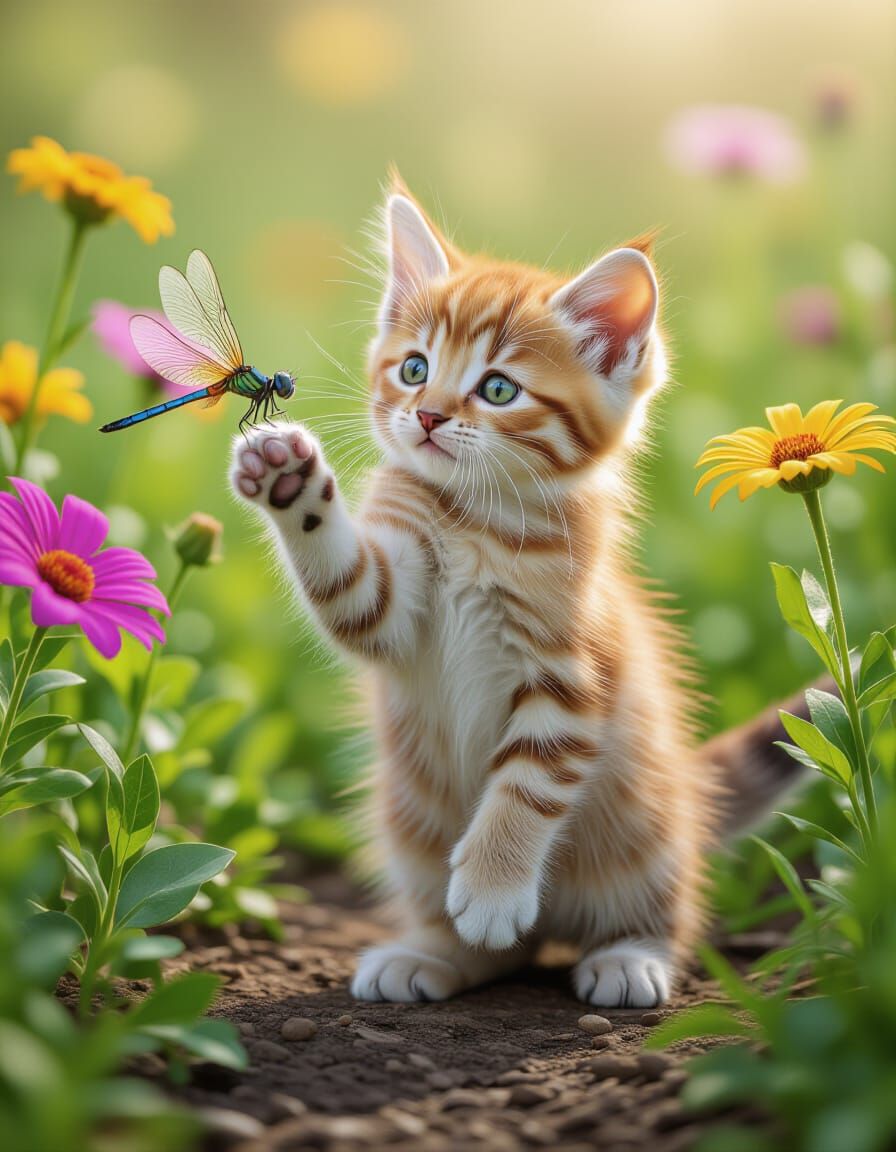 Kitten and Dragonfly: An Ultra-Photorealistic Capture