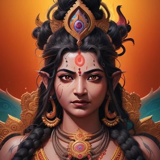Detailed Image of Kaal Bhairava in Splash Art Style