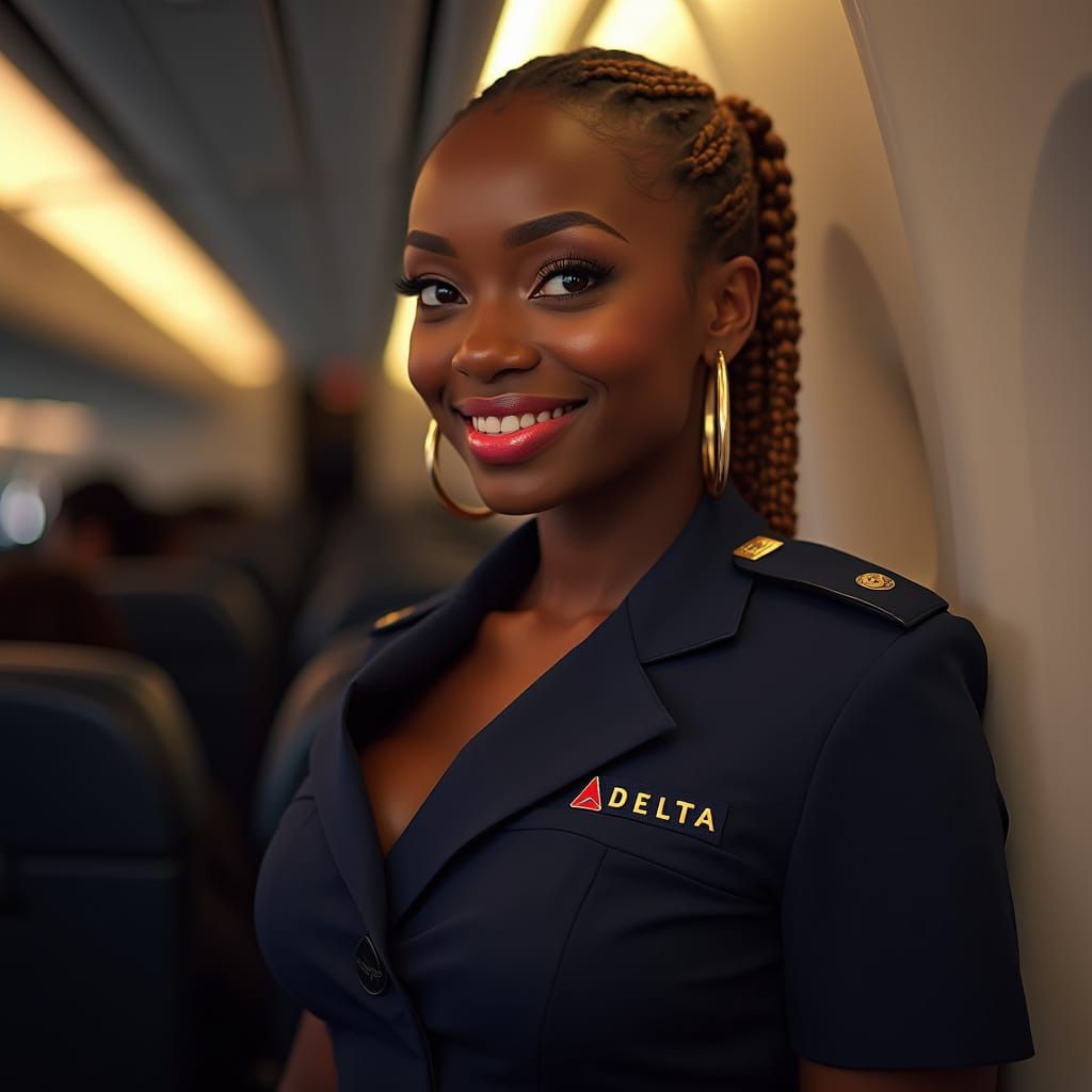 Nigerian Flight Attendant Portrait in Realistic Style