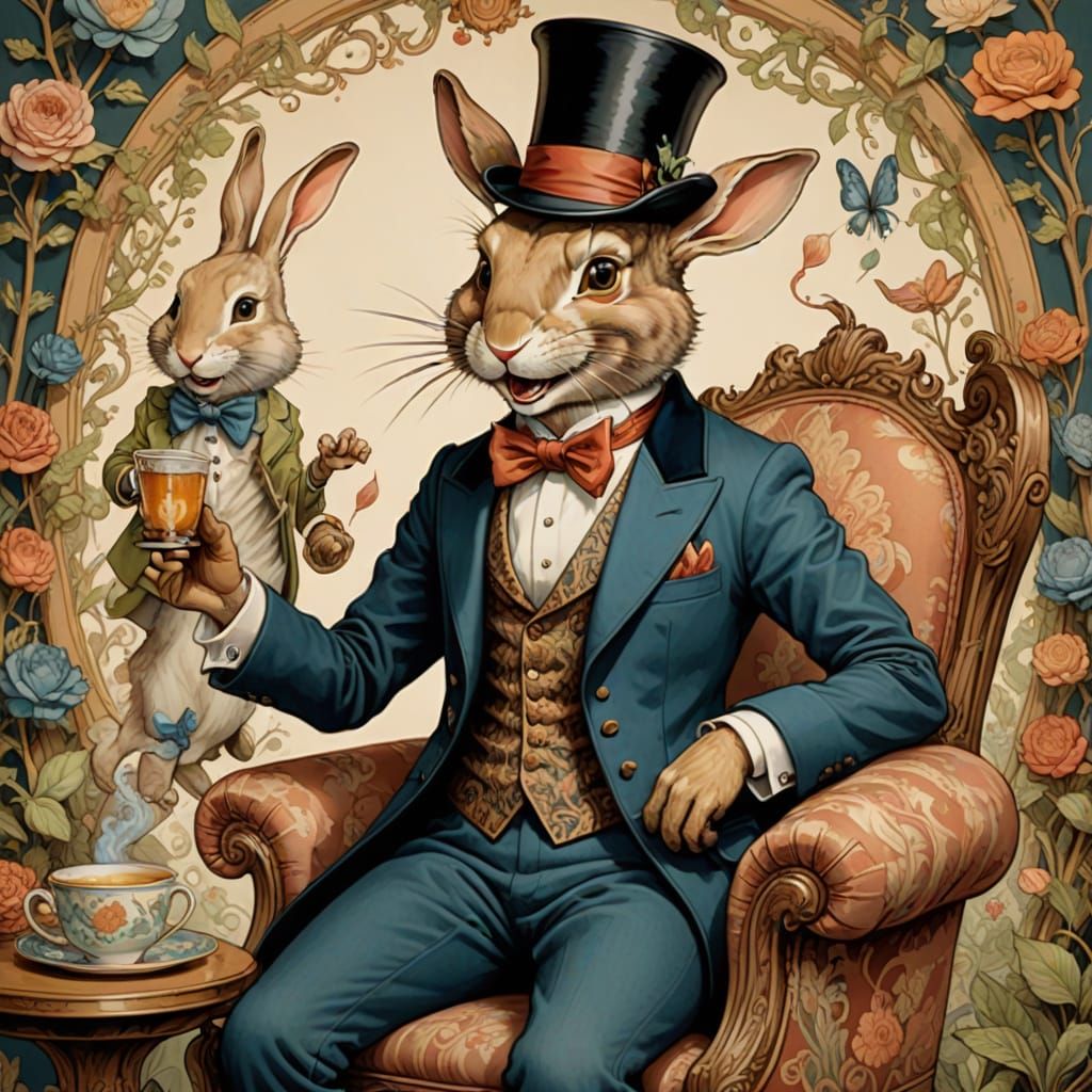 Anthropomorphic Rabbit Magician in Whimsical Style