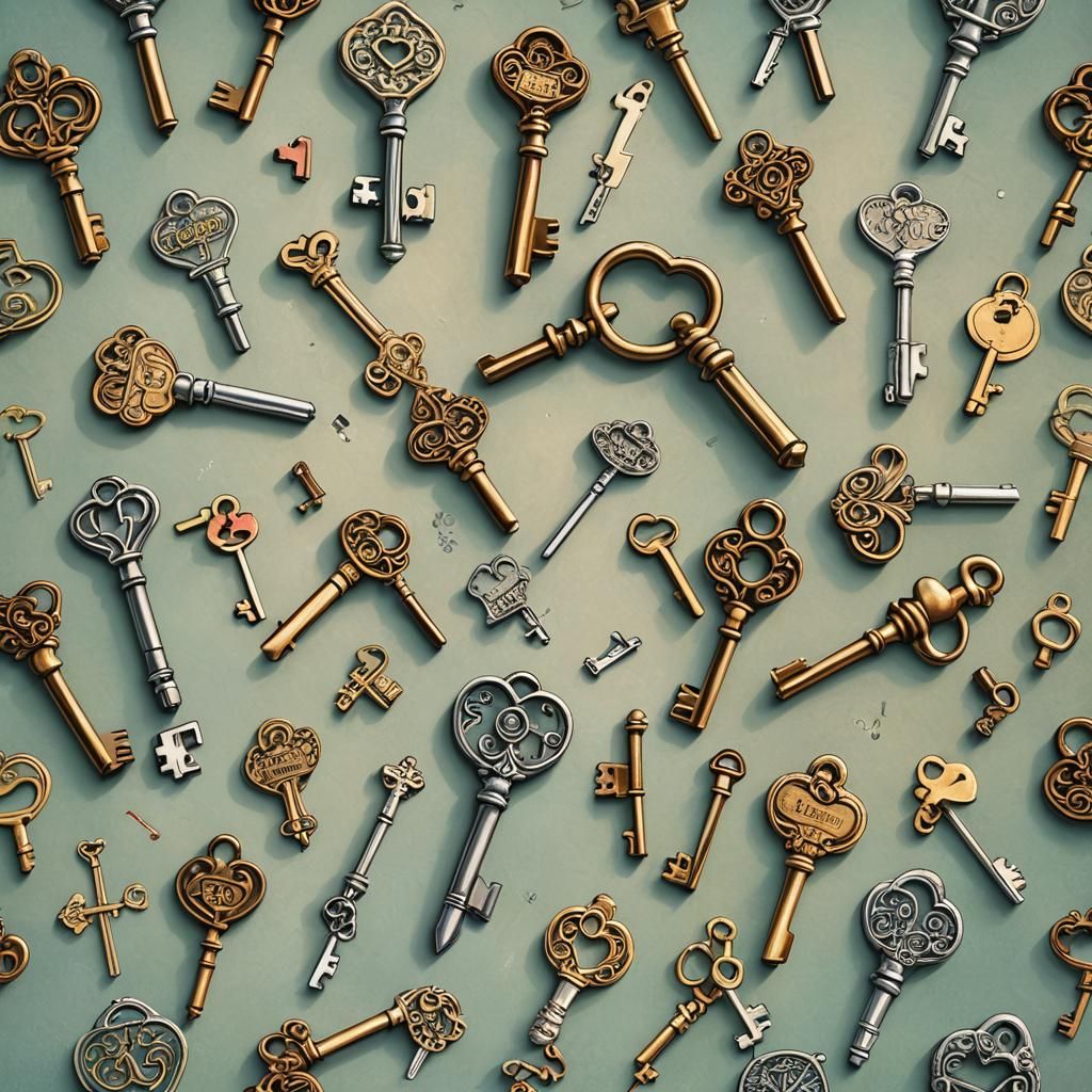 Keys to Life in Surrealist Thomas Kinkade Style