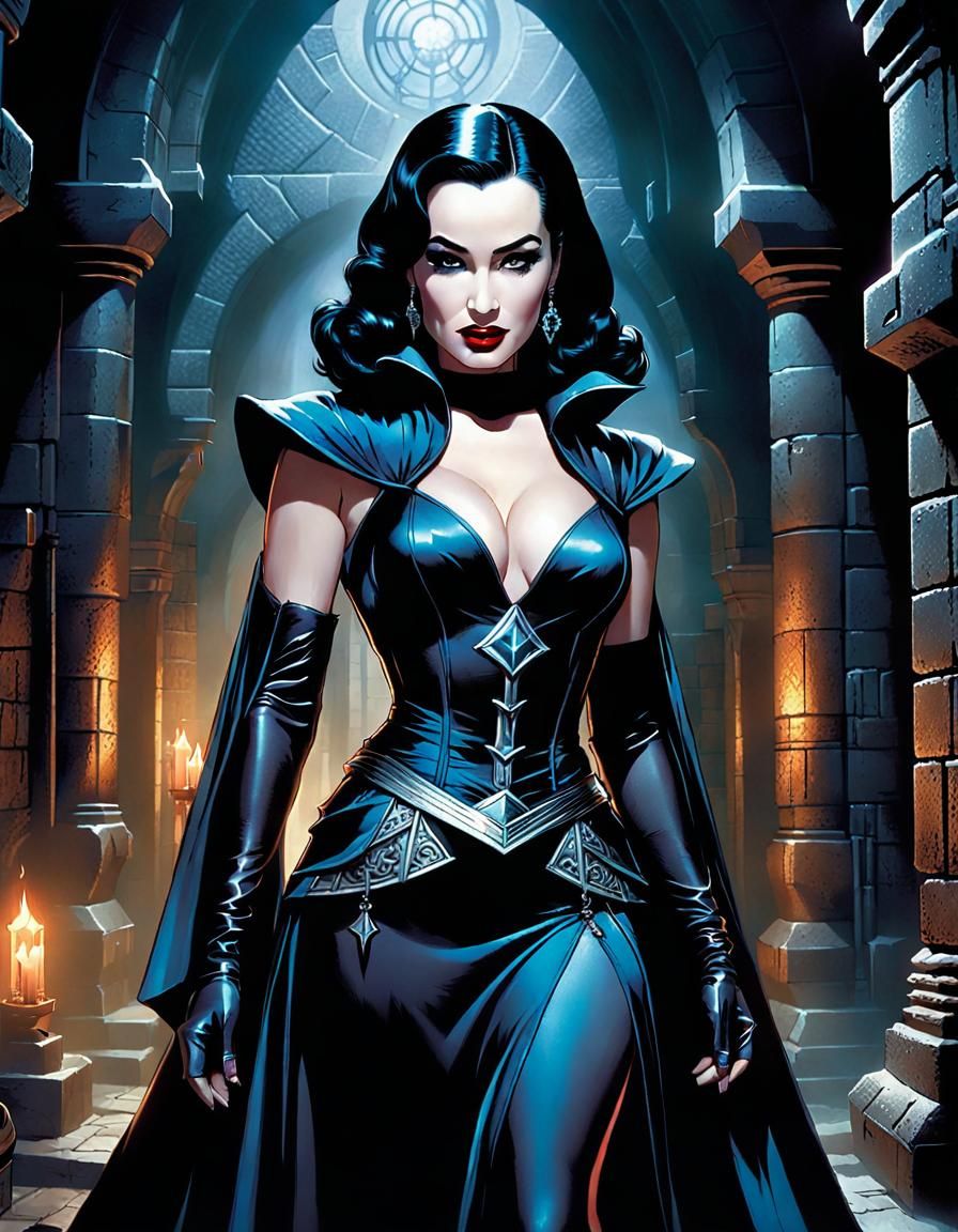 Sorceress in Dungeon Lair: Comic Book Art