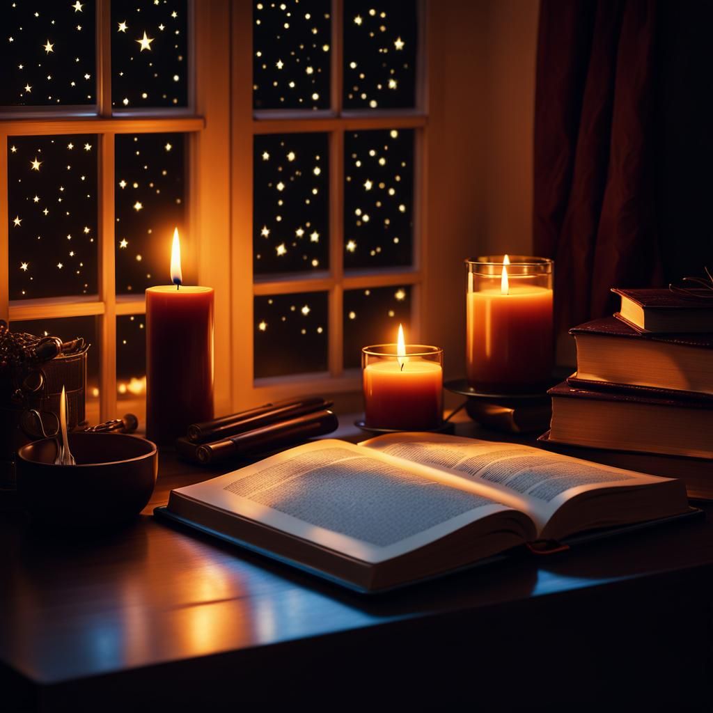 Cozy Candlelit Journaling Scene at Night