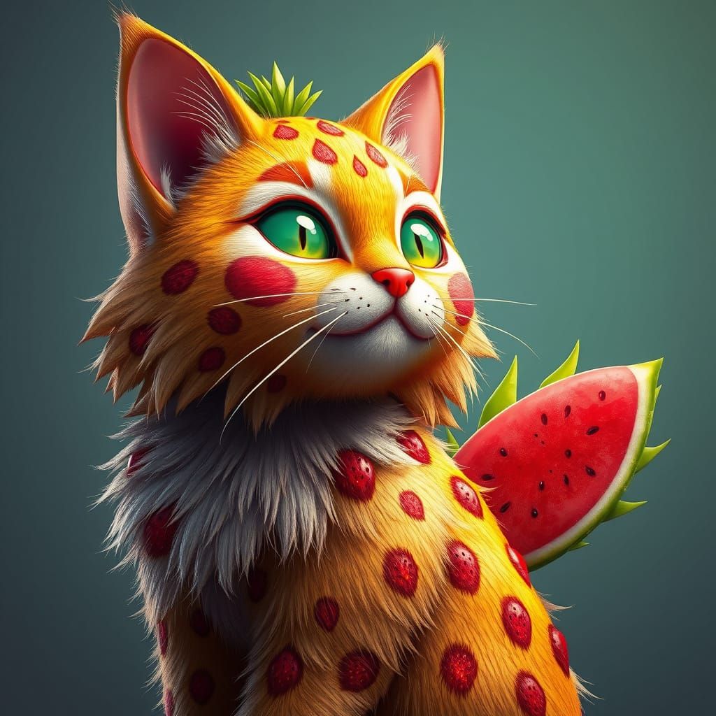 Vibrant Feline Fantasy in Concept Art Style