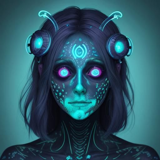 Bioluminescent Body Horror: Glowing Girl in Darkness