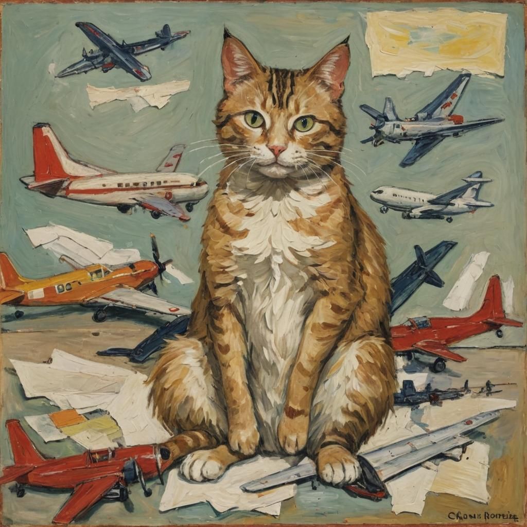 Cat's Airplane Hobby: Expressionist Color Field Art