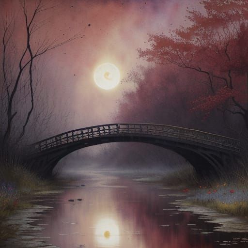 Eclipse Over Swamp River as Color Print Art