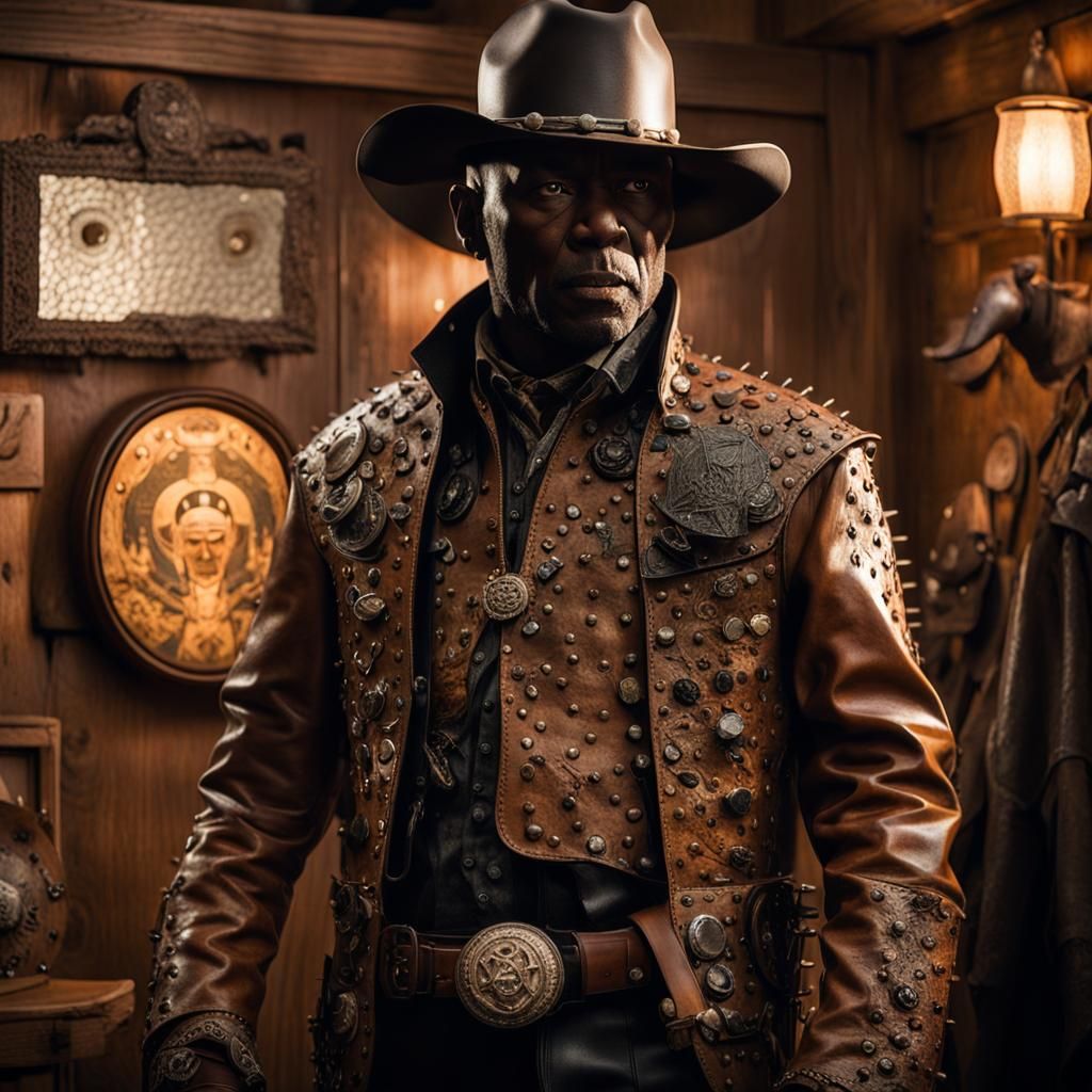 African-American Pinhead in Western Saloon, Digital Art