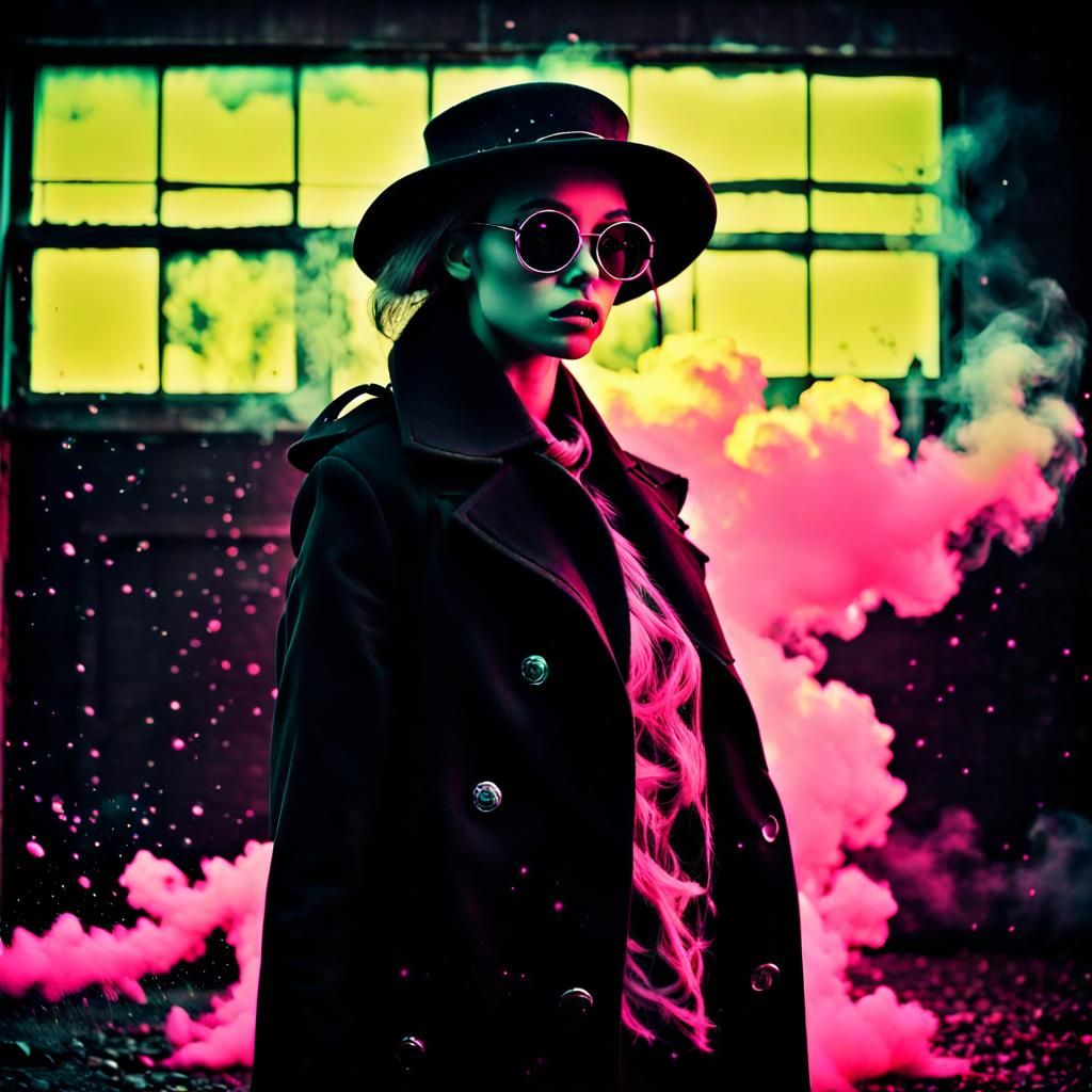 Goth Model in Smoky Black and White