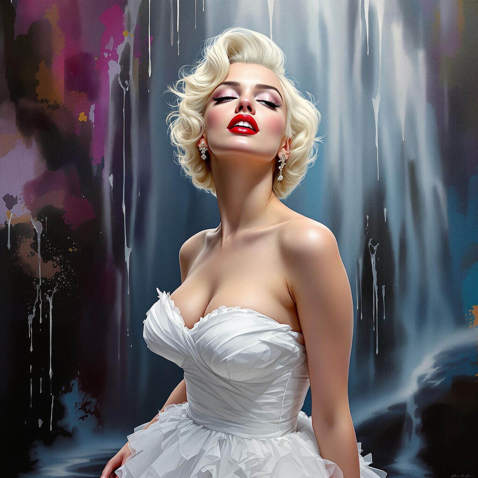 Marilyn Monroe in White Dress, Hyperrealistic Art