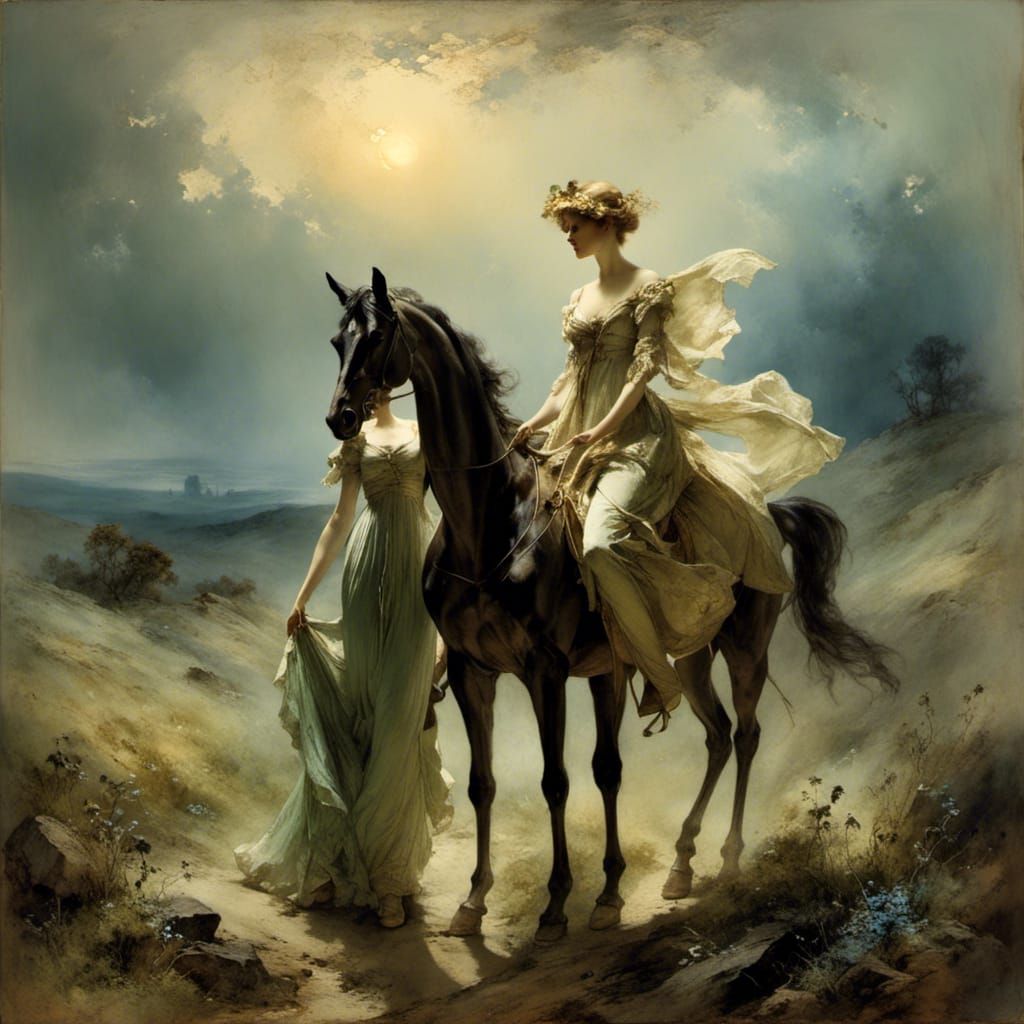 Verdant Golden Hour Landscape with Figures