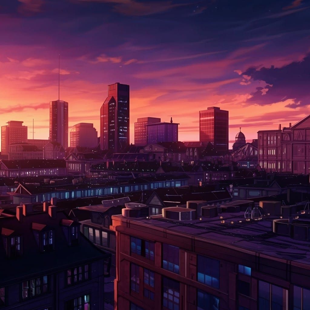 Halifax Sunset: Anime-Inspired Cityscape in Studio Trigger S...