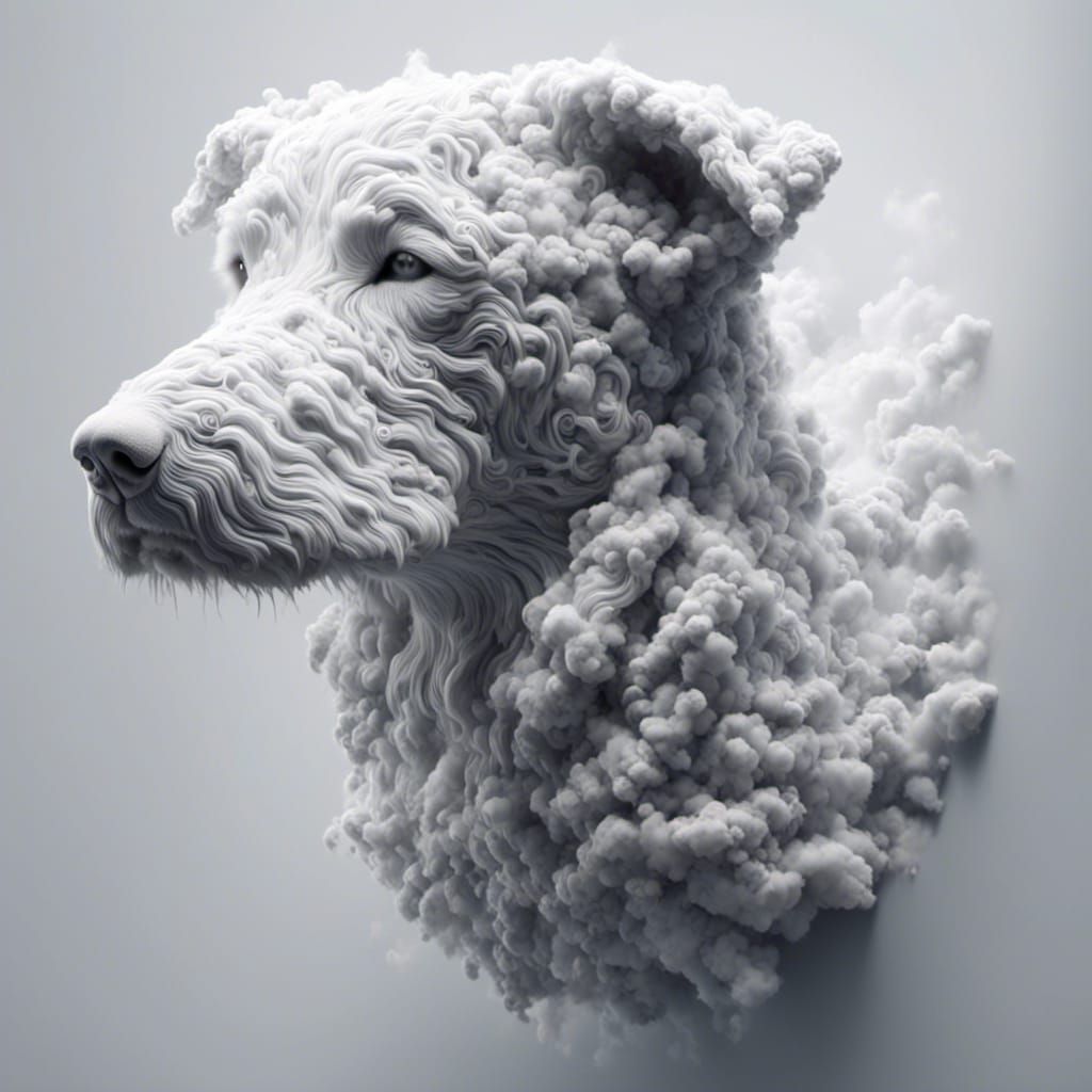 Dog Head Made of Clouds as Digital Art