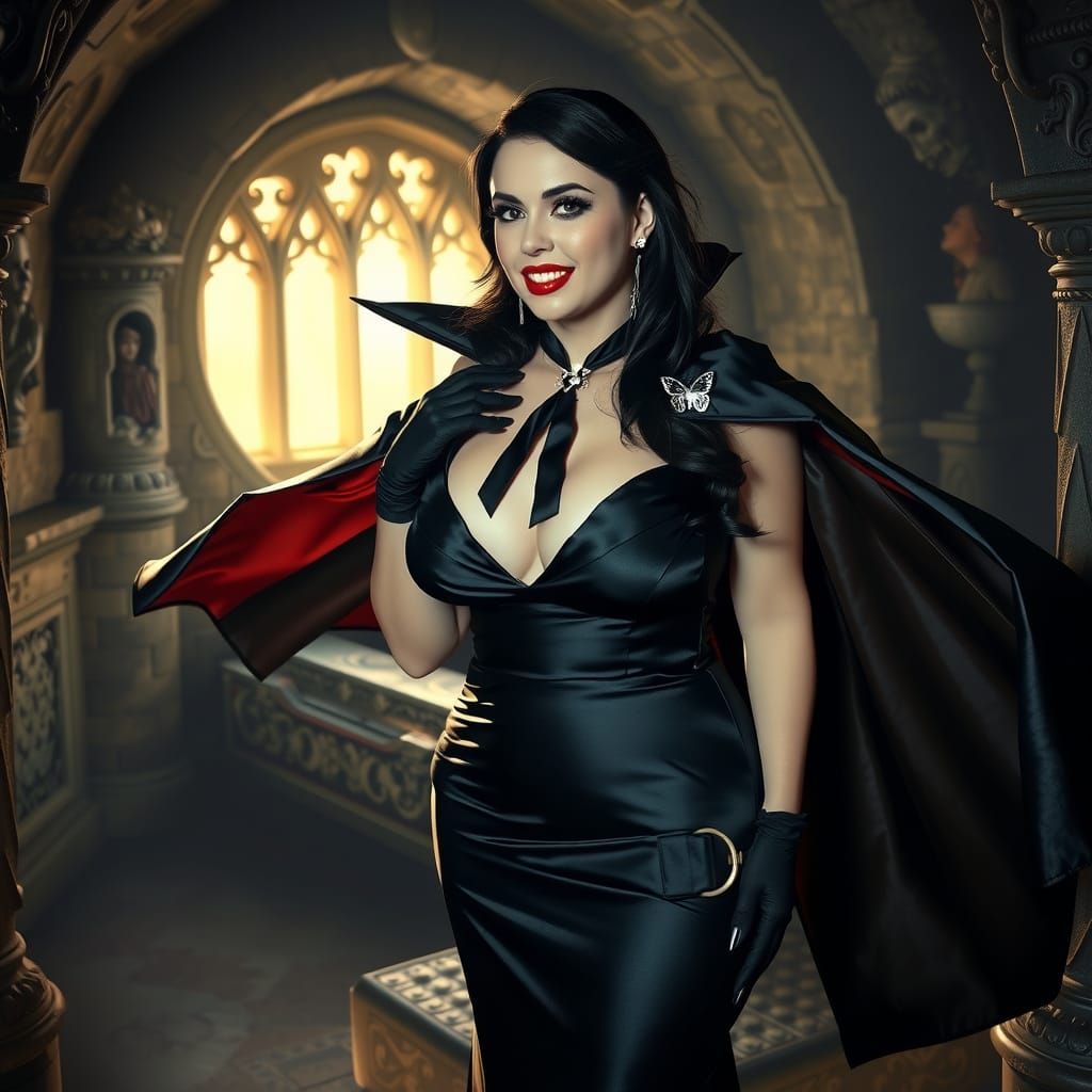 Elegant Vampire Countess in Black Tie Elegance