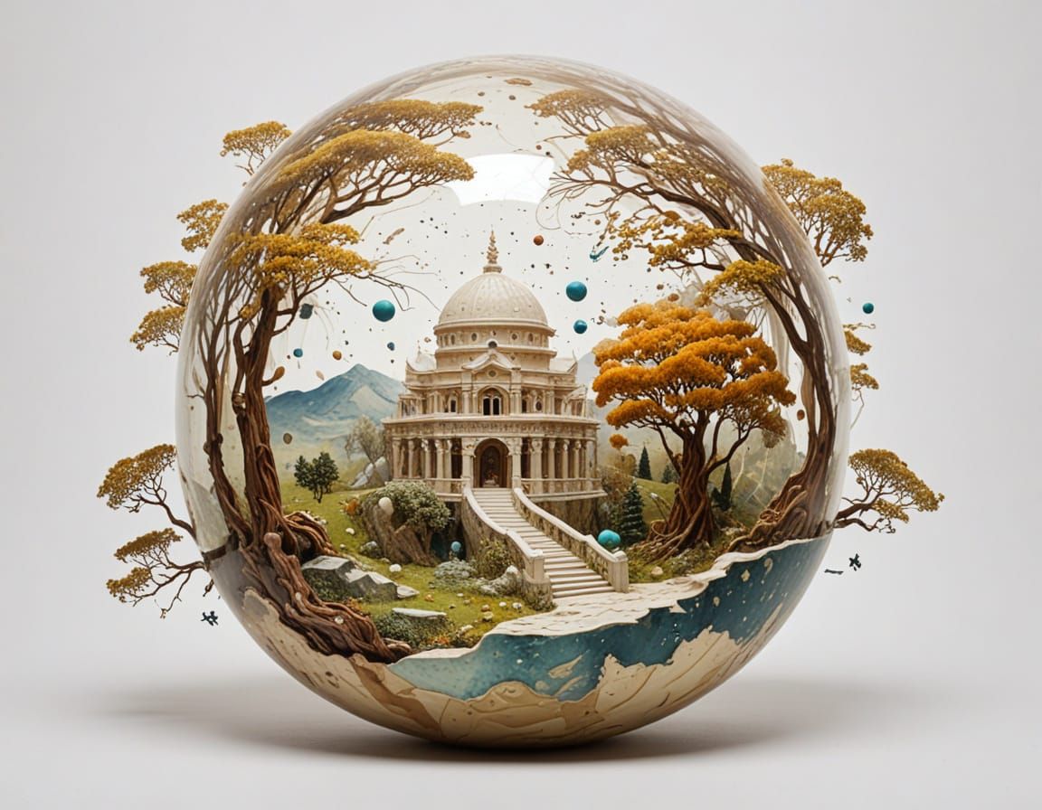 Fantastical Miniature Landscape Sculpture in Luminous Porcel...