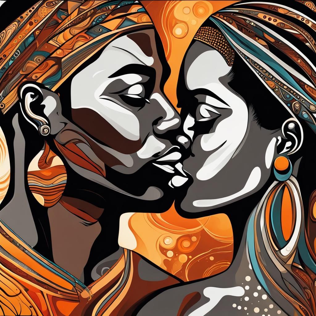 Abstract Kiss: African Couple in Fine Detail