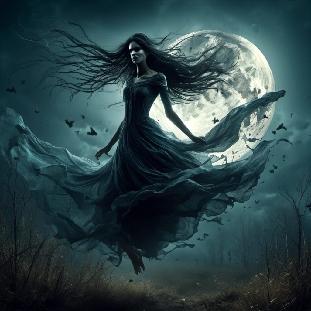 Beautiful Dark Fairy Dancing Beneath the Moonlight