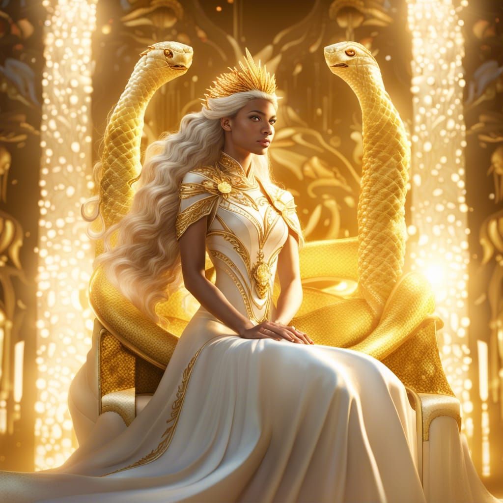 Princess with Snake Hair in Golden Throne Room
