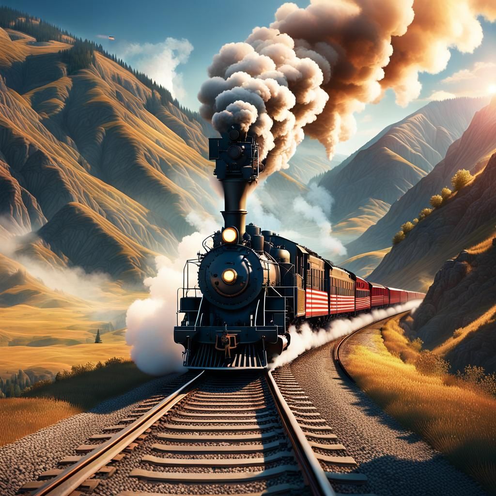 Vintage Steam Locomotive Chugs Through Majestic American Lan...