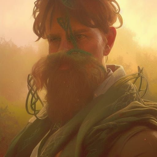Celtic Farmer Sleeping: Detailed Concept Art Portrait