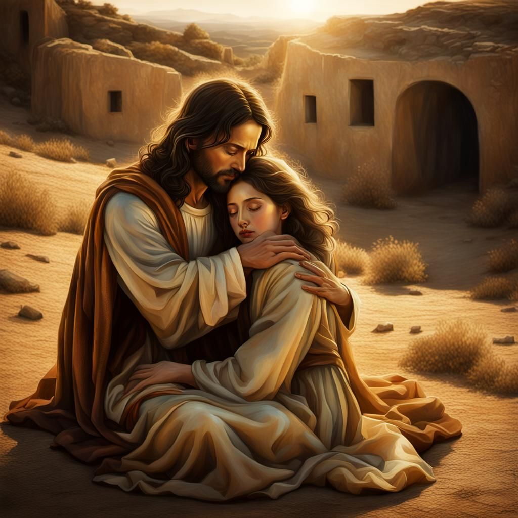 Jesus Comforts a Woman in Baroque Style