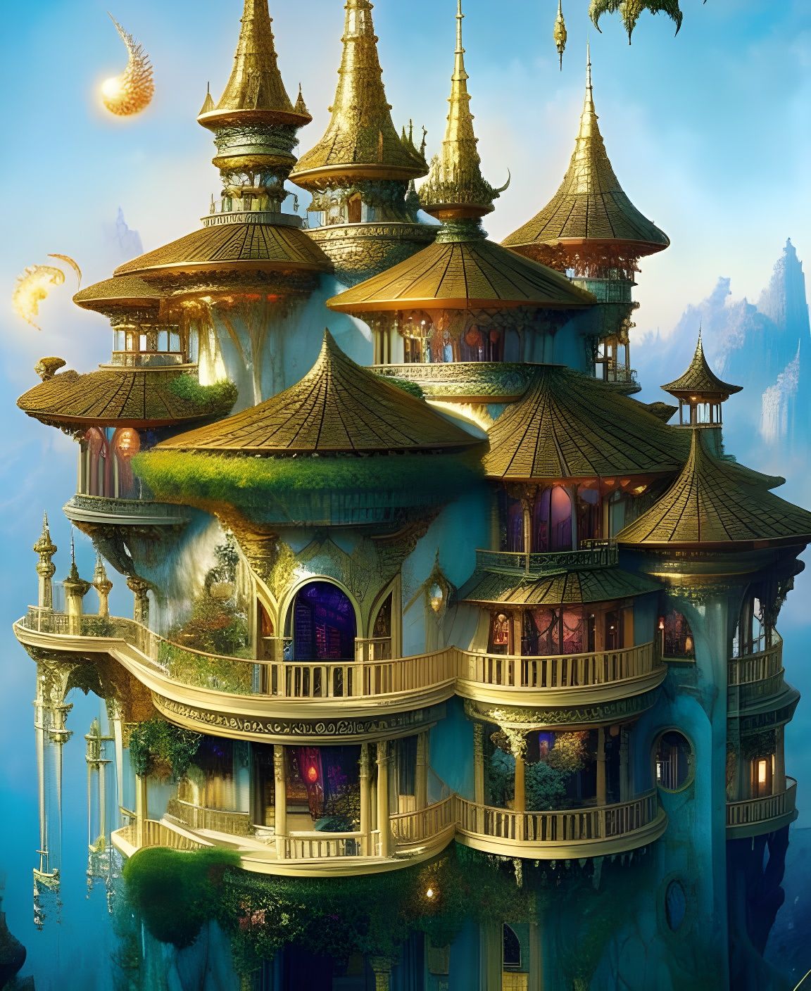 Fairytale Mansion on Island, Fantasycore Art