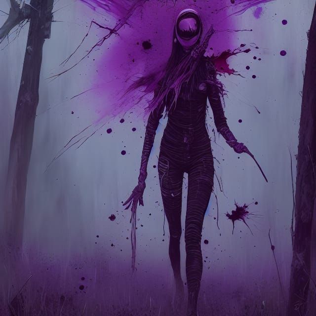 Terrifying Horror Painting with Violet Violence