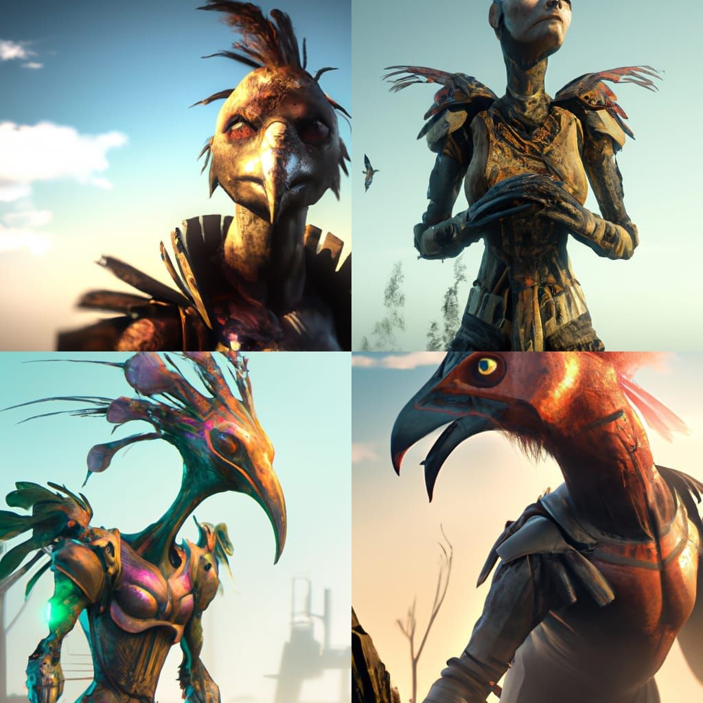 Fantastical Humanoid Bird Concept Art