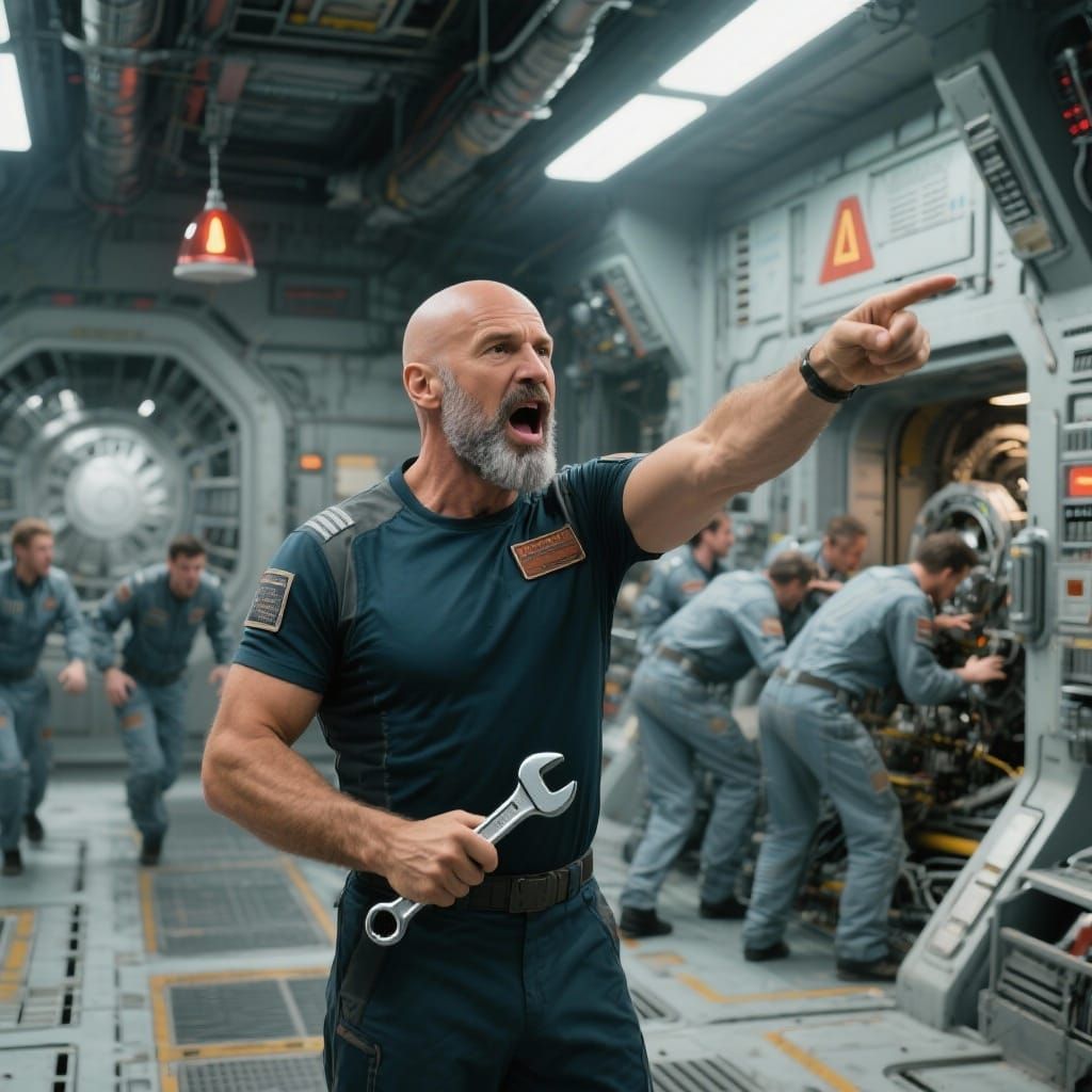 Chief Engineer Directs Team During Space Station Emergency