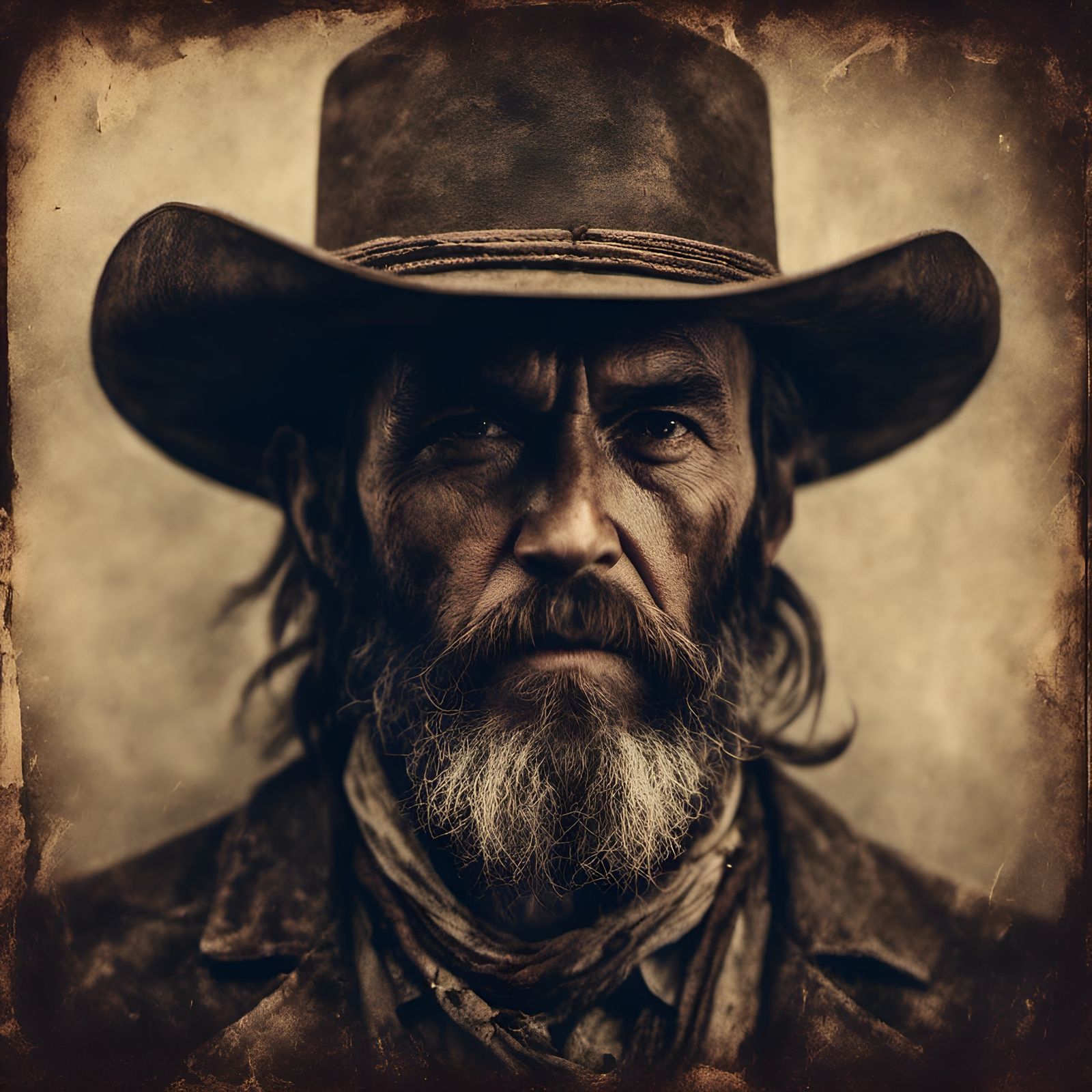 Shadowy Cowboy Portrait with Stetson Hat