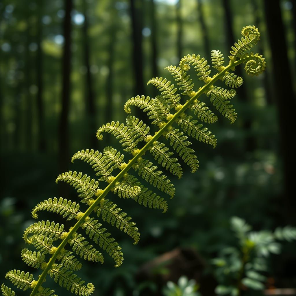 Whimsical Fern Frond in Lush Forest