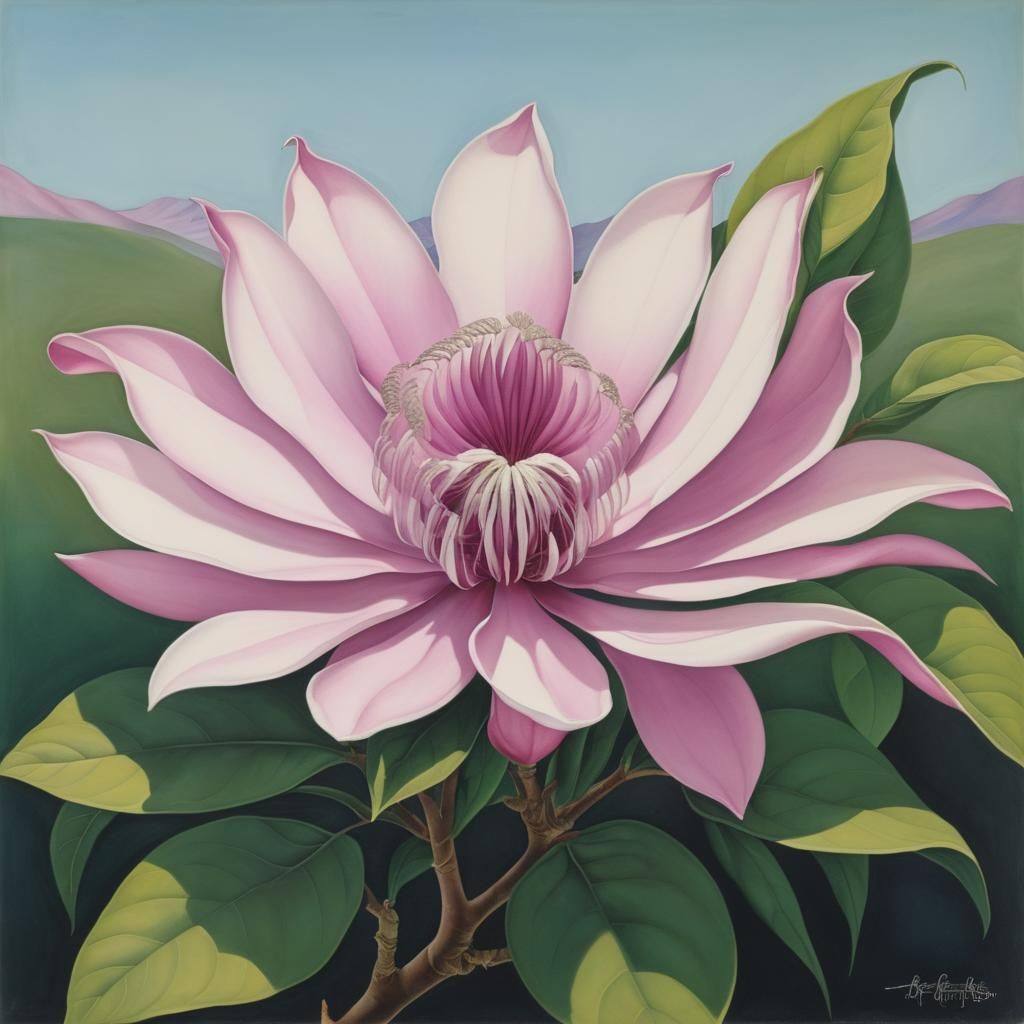 Magnolia Flowers in O'Keeffe Style